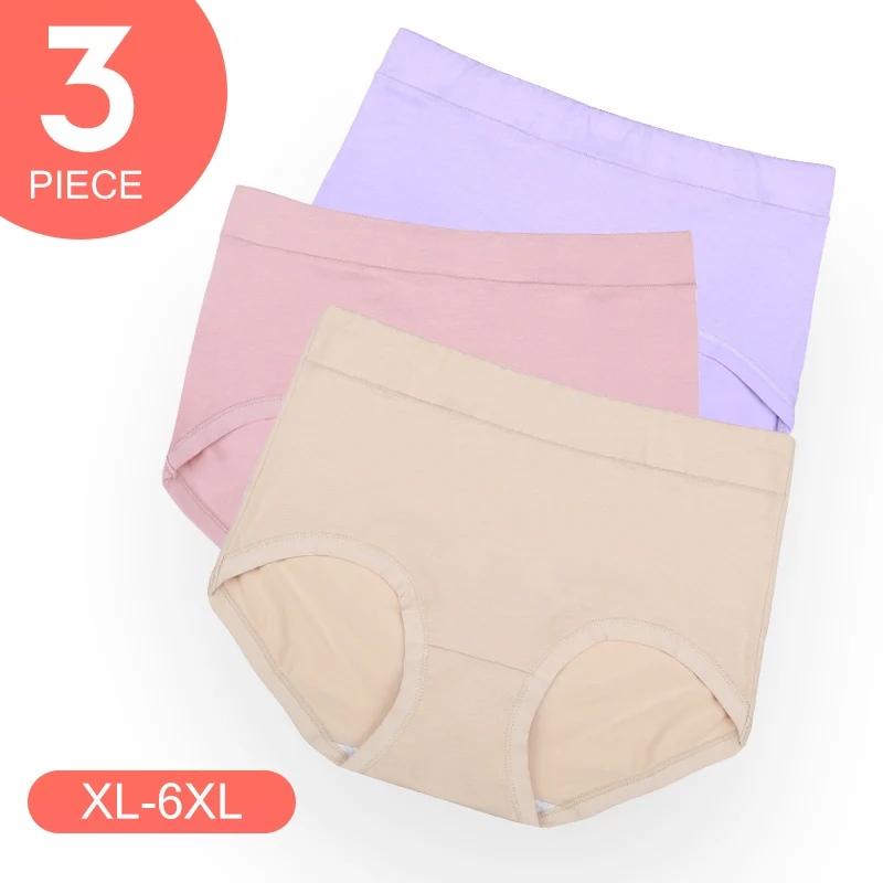 3 шт./лот 2019 женское хлопковое нижнее белье средней длины с высокой талией размера