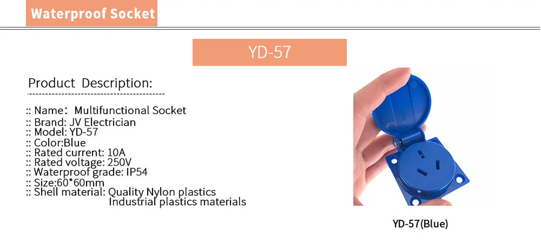 Китайская стандартная Водонепроницаемая промышленная розетка с 3 отверстиями 10