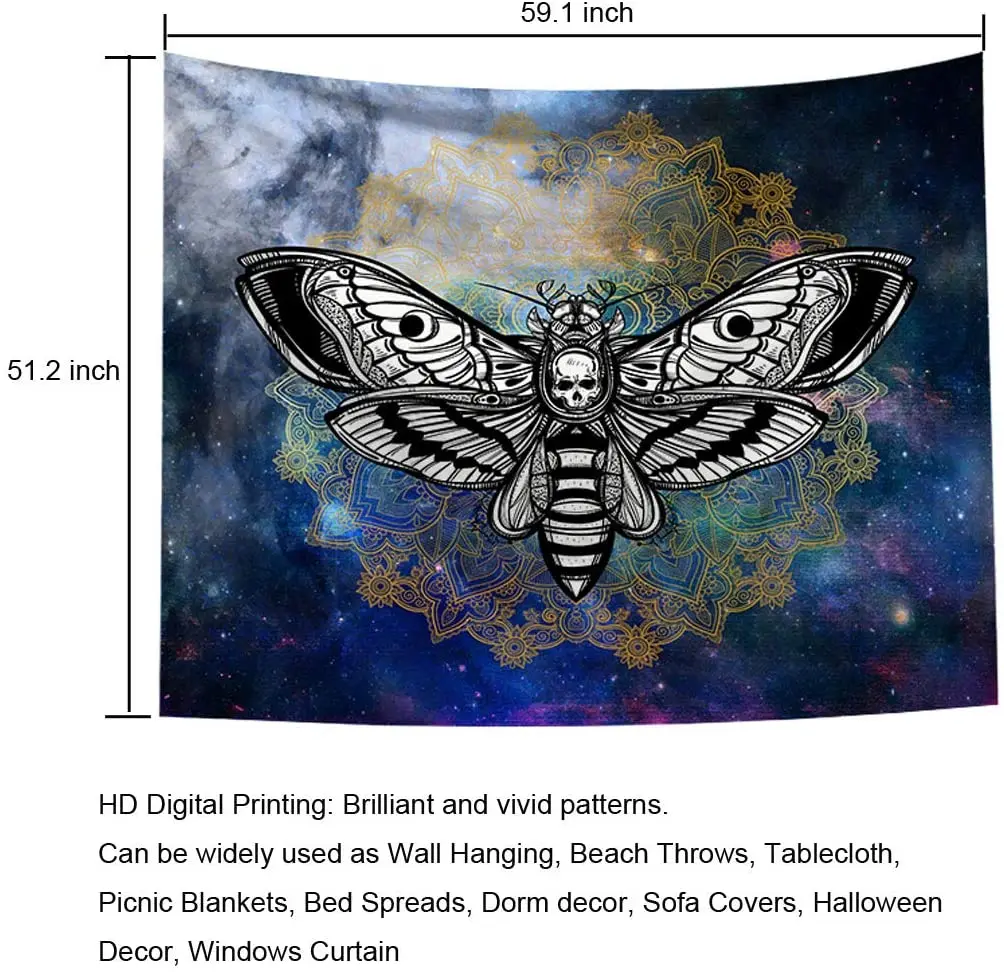 Гобелен настенный с рисунком мандалы украшение на стену в стиле хиппи