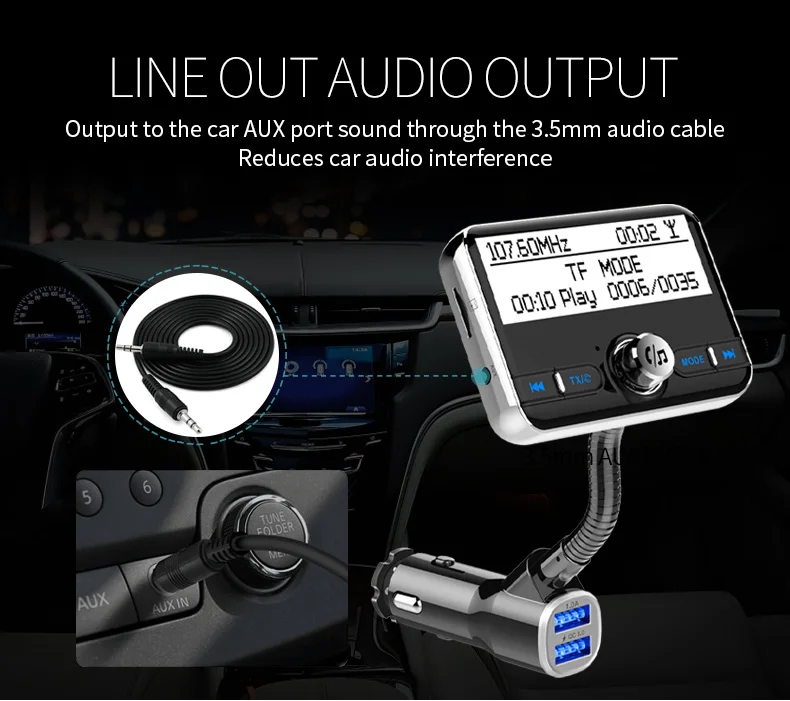 Jilang автомобильный DAB+ цифровое радио в автомобиле с fm-передатчиком AUX Bluetooth Hands-Free Kit цифровое аудио вещание USB QC3.0 зарядное устройство
