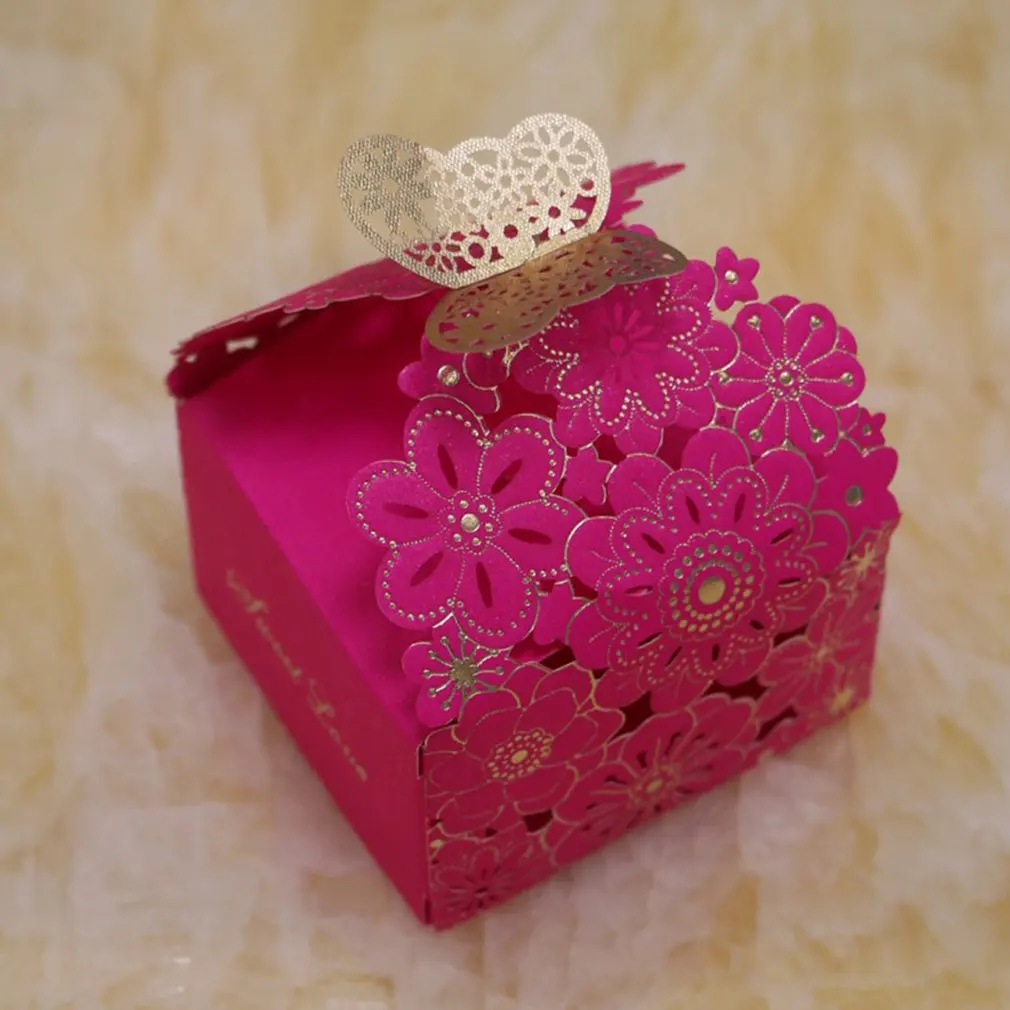 

50pc European Hollow Gift Box Packaging Butterfly Shape Wedding Gift Candy Box Favor Birthday Party Christmas Jelwery Decoration