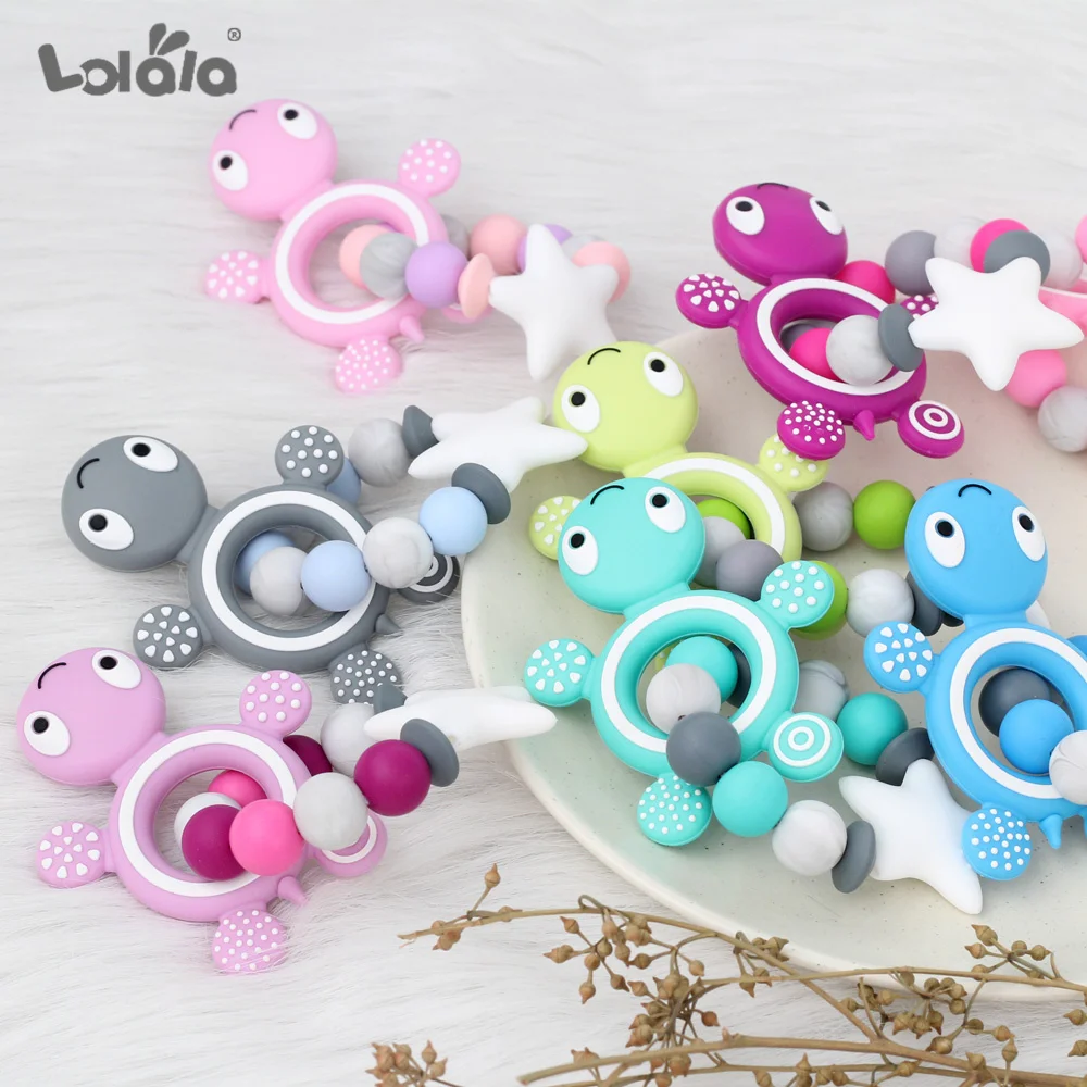 

Silicone Teether BPA Food Grade Teething Bite Molar Chew Nursing Tortoise Animal Baby Bracelet Beads DIY Chain Gift Toy Rattle