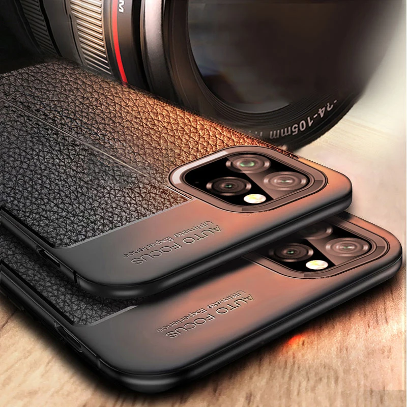 Роскошный противоударный матовый чехол для iPhone 11 Pro Max 12 Mini кожаный из углеродного