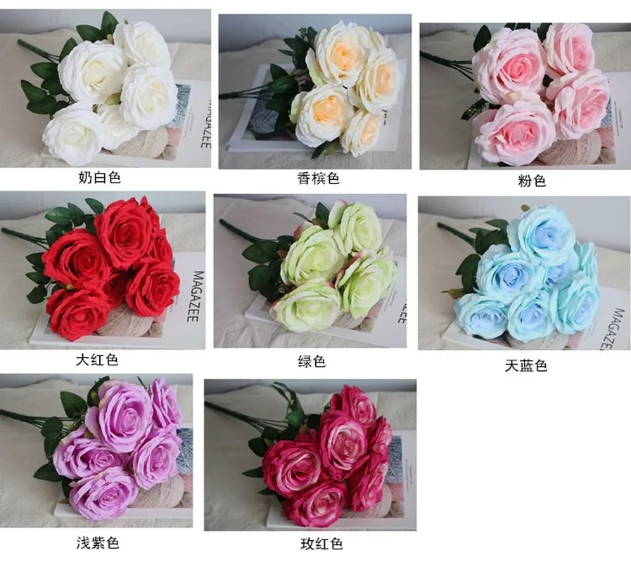 Свадебная искусственная Роза большая крутящаяся роза с 7 головками свадебное