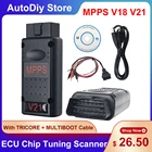 Устройство для чтения кодов MPPS V18, V21, мультизагрузка, ЭБУ, считыватель кодов OBD2, с кабелем для прорыва, трехходовой кабель для Opel, Fiat, многоязычный