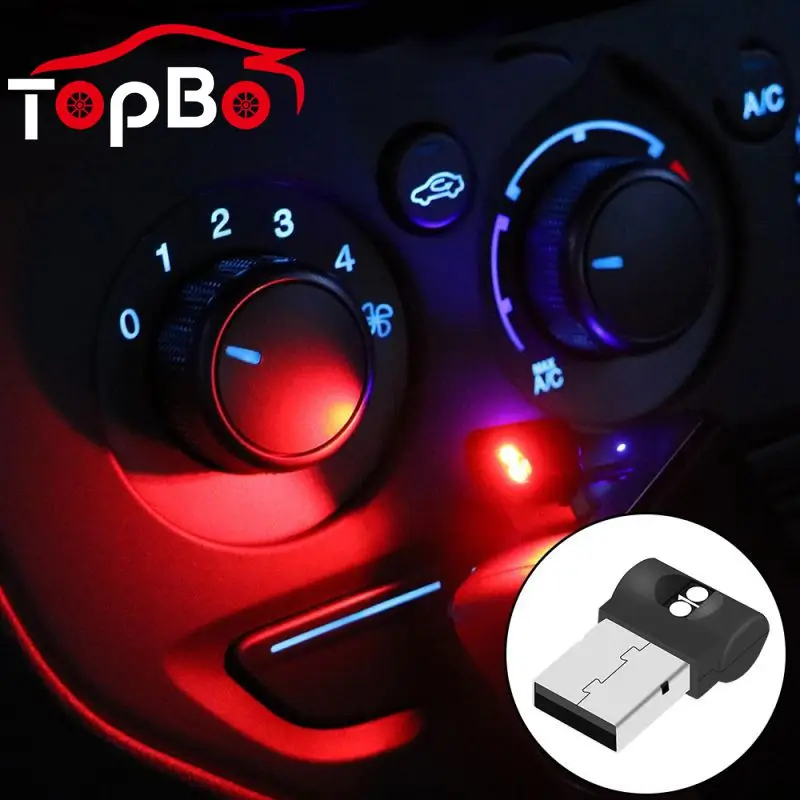 

7 Colors Change Mini USB Car Light Button Control LED Modeling Lights Plug And Play Ambient Light Car Interior USB Interface