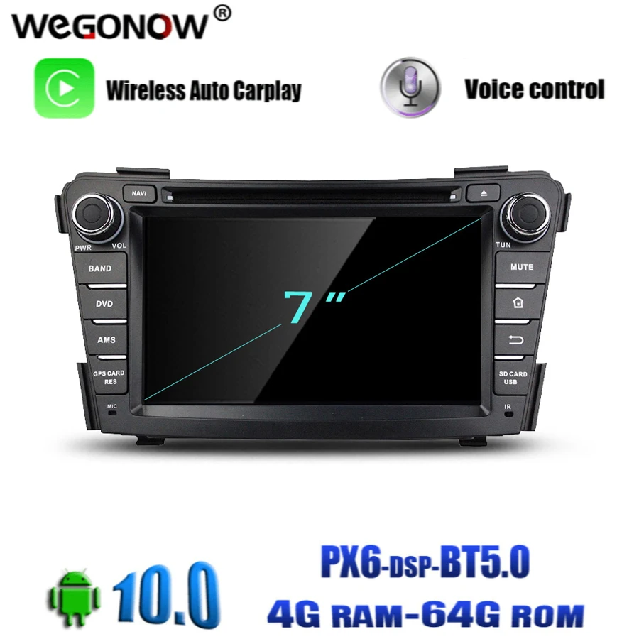 Автомобильный DVD плеер PX6 2DIN Android 10 0 8 ядер 64 Гб ПЗУ для Hyundai I40 2011 2013 2014 GPS навигация