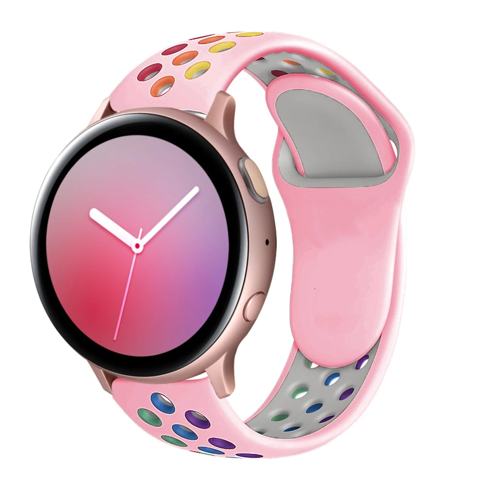 20мм/22мм ремешок для часов Samsung Galaxy 3/46мм/42мм/Active 2/Gear S3 Frontier силиконовый браслет Huawei GT/GT2/2e/Pro наручный.