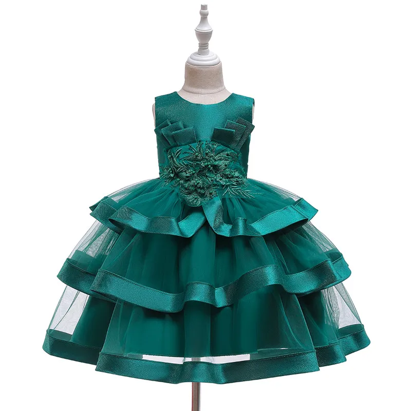 Flower Girls Dresses for Birthday Party Clothes Lace Pageant Baby Girls Sleeveless Princess Wedding Children Prom Gowns