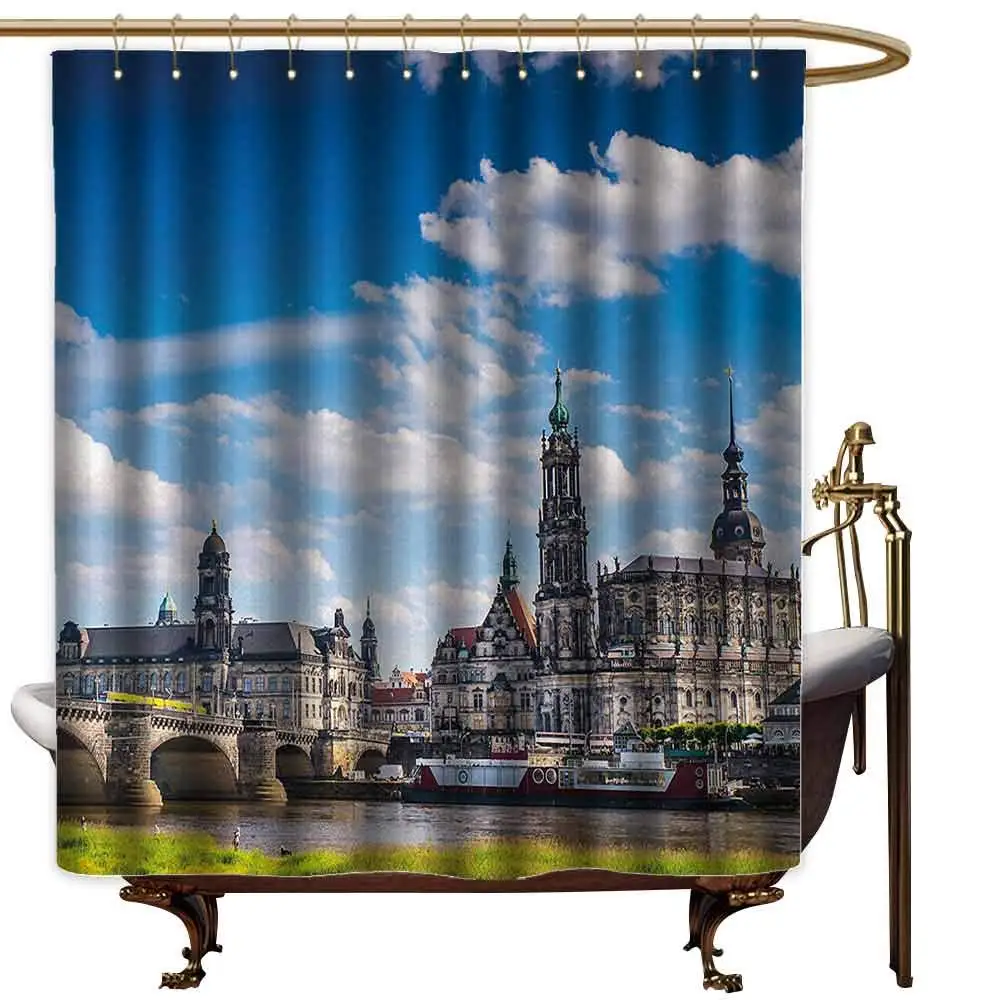 Занавеска для ванной комнаты с изображением старого города Дрездена | Дом и сад
