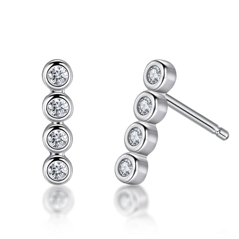 LESF 925 шарма стерлингового серебра Циркон серьги гвоздики геометрический дизайн