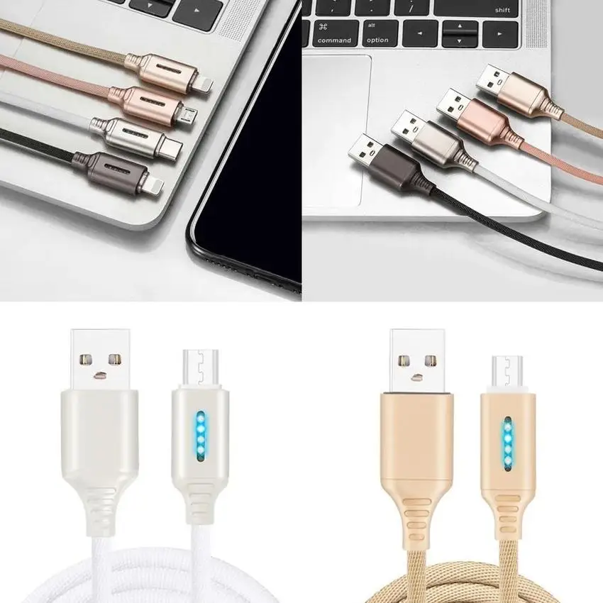 USB to Type-C Updated Auto Cut-off Disconnect LED Light Charging Cable Fast Data Sync Charger | Мобильные телефоны и