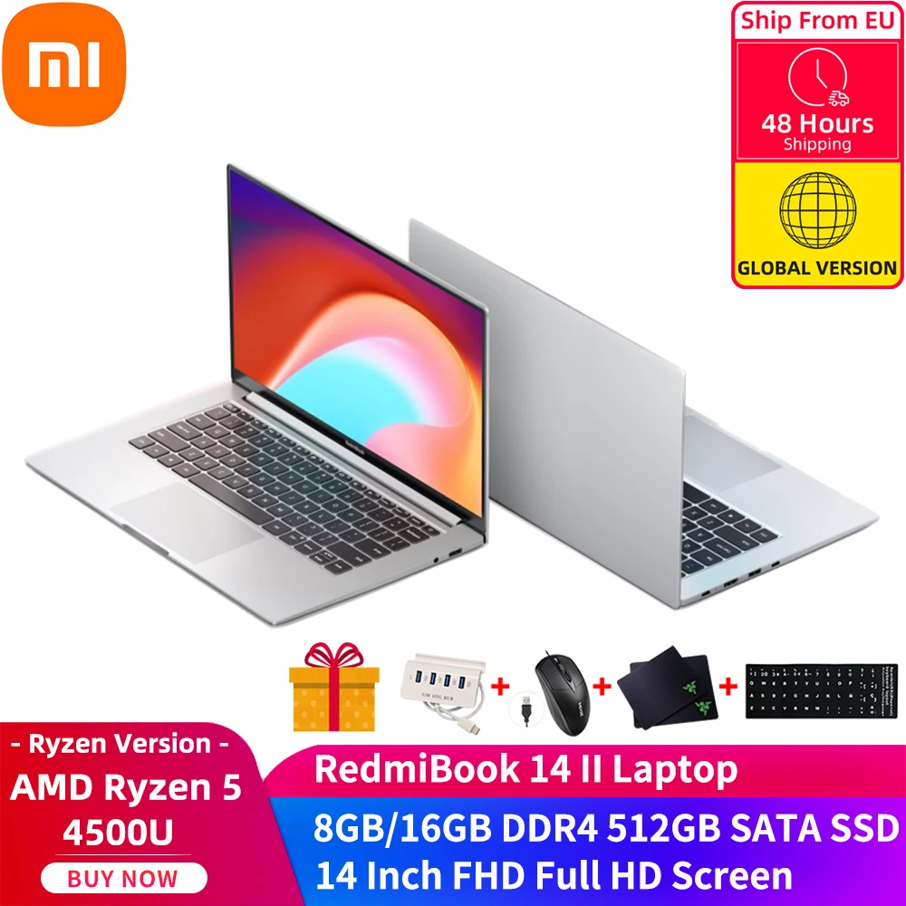 Ультратонкий ноутбук Xiaomi RedmiBook 14 II AMD Ryzen Edition 5 4500U 8 ГБ/16 ГБ DDR4 512 SSD &quotFHD полный экран