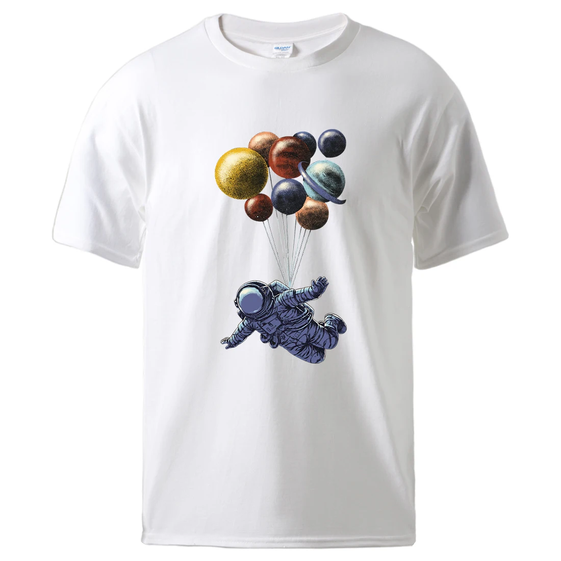

Crewneck Workout Tee Astronaut Balloon Print T Shirts Man Short Sleeve Top Summer Cotton Sportswear T shirt Man Brand