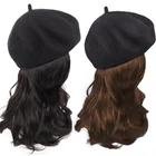 Синтетические волосы DIANQI, Короткие вьющиеся, шляпы парики, для женщин, с черным беретом, естественно соединяемые накладные волосы, головной убор для девочек вечерние парик