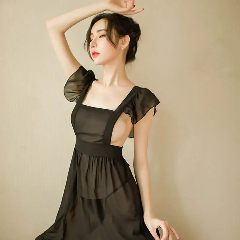 Сексуальное женское белье-Униформа изогнутые маленький летящими рукавами