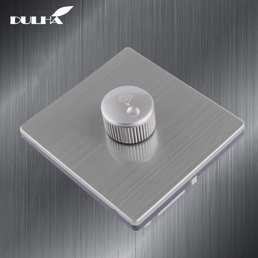 

Adjustable Light Dimmer On/Off Switch Electrical Rotary Lamp Dimming Wall Switches AC220V 10A Luxury Stainless Steel Panel