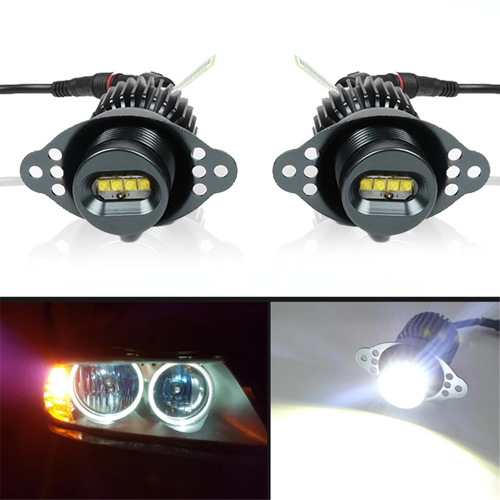 

2021 New 2 pcs 80W LED Angel Eyes Halo Marker Ring Light Bulb Canbus For BMW E90 E91 318i LCI 09-11 DRL Error Free car styling