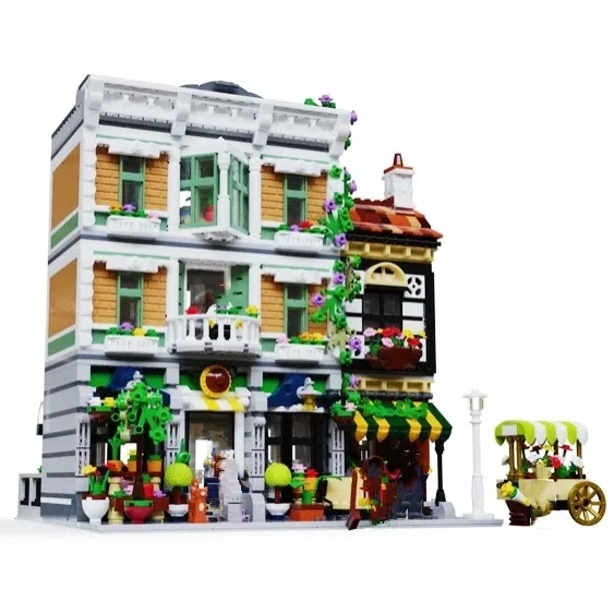 

Moc Creator City Street Series Brick Town Police Station Modular Garden Centre Model Building Blocks Kids Toys Diy Gifts