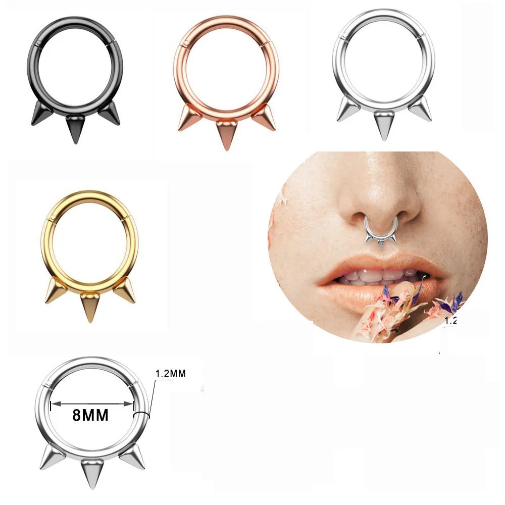 4 шт хирургический стальной нос пирсинг острый конус перегородка кликер