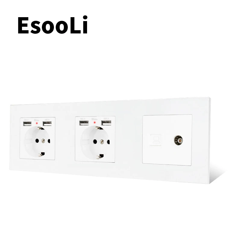 Пластиковая панель ESOOLI электрическая розетка европейского стандарта с 4