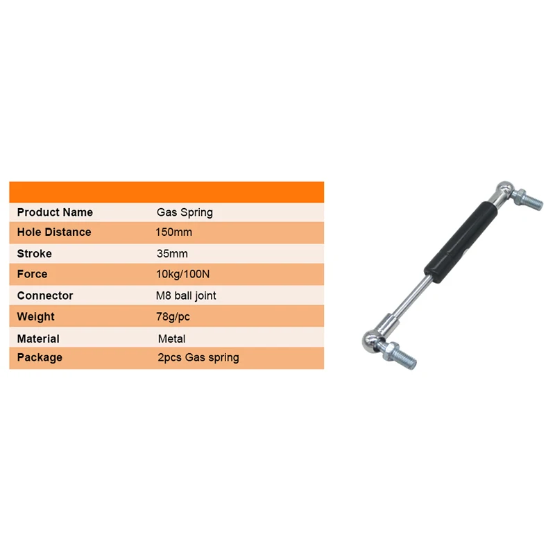 2Pcs 150Mm Hole Center Furniture Gas Spring 35Mm Stroke 10Kg Force Ball Strut Shock X Damper | Инструменты