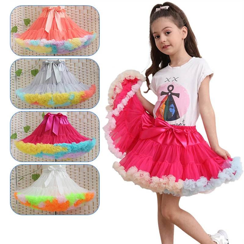 

New Bow Baby Girls Tutu Skirts Fluffy Children Ballet Pettiskirt Kids Toddler Princess Tulle Party Dance Skirts Girls Clothes