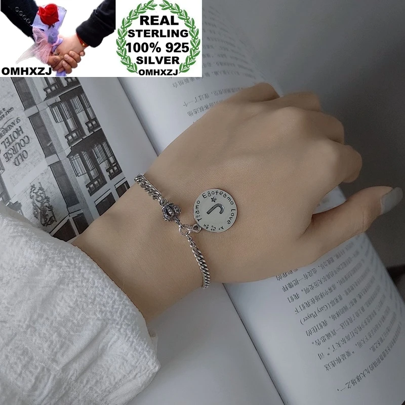 

OMHXZJ/оптовая продажа; HB103; Европейская мода для женщин и девочек; Вечерние подарки на день рождения; Винтажный браслет с 26 буквами; 100% Стерлинг...