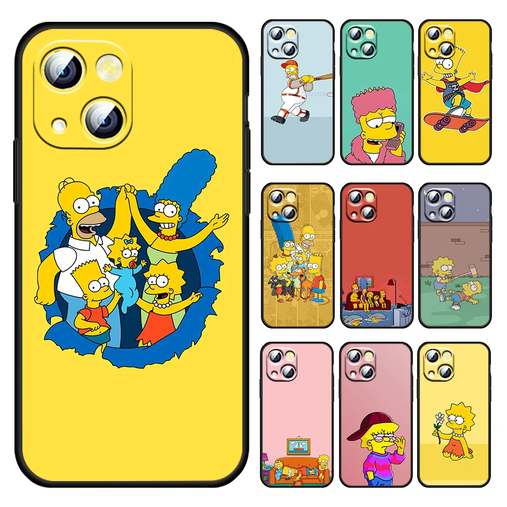 

Simpsons fun family For Apple iPhone 13 12 11 Pro mini XS MAX XR X 7 8 6 5S Plus Silicone Soft Black Phone Case
