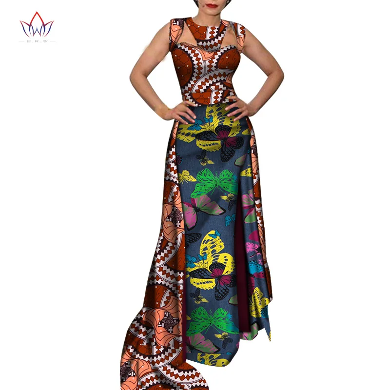 African Dresses for Women Dashiki Sleeveless Hollow Long African Clothes for lady Sweet Traditional Dress for Party WY5818