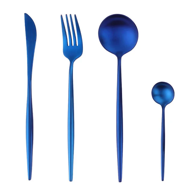 1set4pcs Горячие Черные столовые приборы набор мат золото посуда нержавеющая сталь нож столовая вилка набор Западная еда ужин сервис набор Прямая поставка - Цвет: 1set4pcs