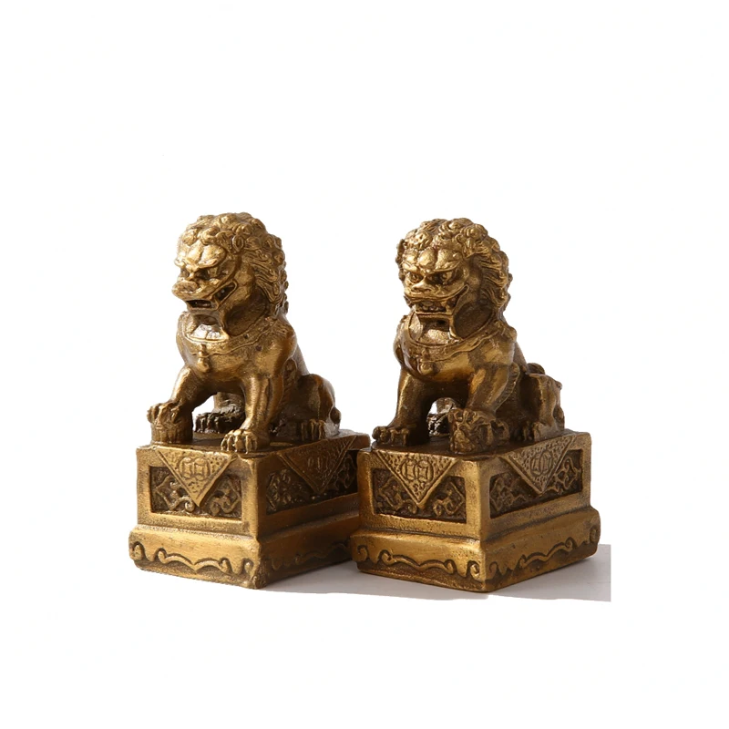

Special Offer Promotion Chinese Model Room Soft Decoration Pure Copper Antique Style Ornaments Home Study Small Paired Lion