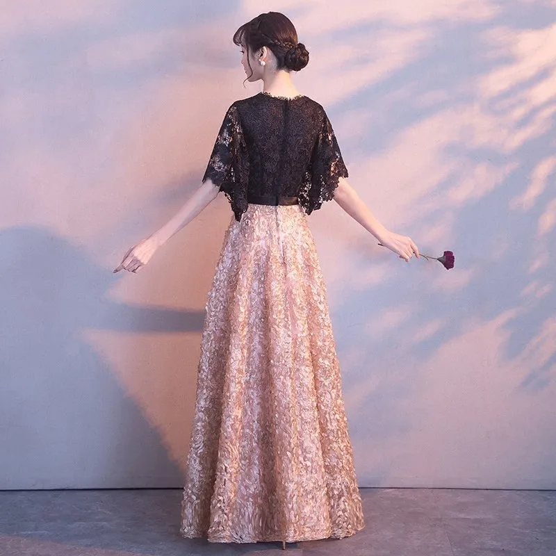 

Retro Tassel Evening Party Dress Gold-black Patchwork Banquet Dress Temperament Hostess Dress Noble Slim Prom Dress Plus Size 3X