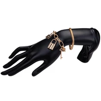 2 pcsset punk lock pendant copper key lock accessories bracelets vogue female statement snake bone bangles wrist jewelry