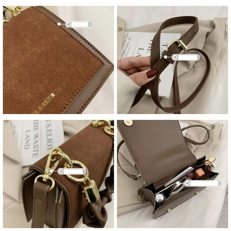 

Scrub Leather Crossbody Bags For Women Pleated Handle Women's Handbags Small Square Women Shoulder Bag Casual Ladies Hand Bags