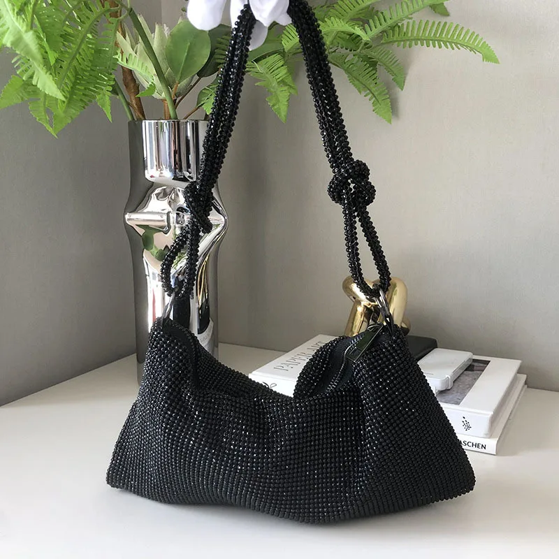 

Handle Rhinestones Evening Handbags for Women 2021 New Luxury Designer Shiny Wedding Party Clutch Bag Ladies Tote Shoulder Bag