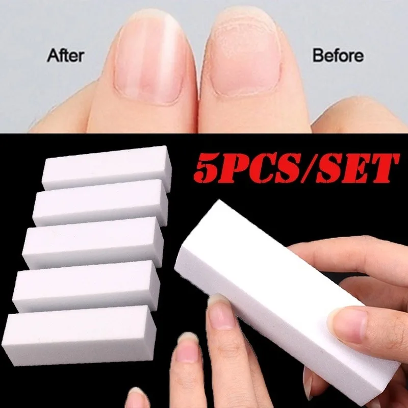

5Pcs/Set Sanding Sponge Nail Buffers File For UV Gel White Nail File Buffer Block Polish Manicure Pedicure Sanding Nail Art Tool