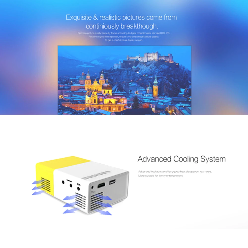 Vivibright YG300 светодиодный проектор 600 люмен 3 5 мм аудио 320x240 Пиксели YG-300 HDMI Мини с