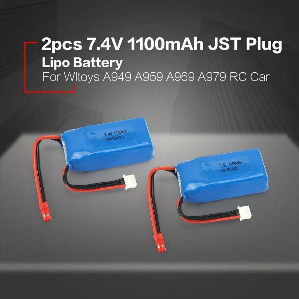 

2pcs 7.4V 1100mah LiPo Battery for Wltoys V353 A949 A959 A969 A979 K929 RC Cars Helicopters Boats Parts Li-po Battery 903048