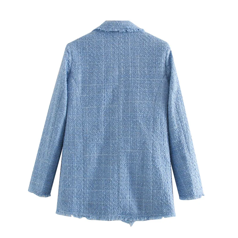 

Women Elegant Blue Blazers 2021 Fashion Ladies Vintage Loose Blazer Jackets Casual Female Streetwear Suits Girls Chic