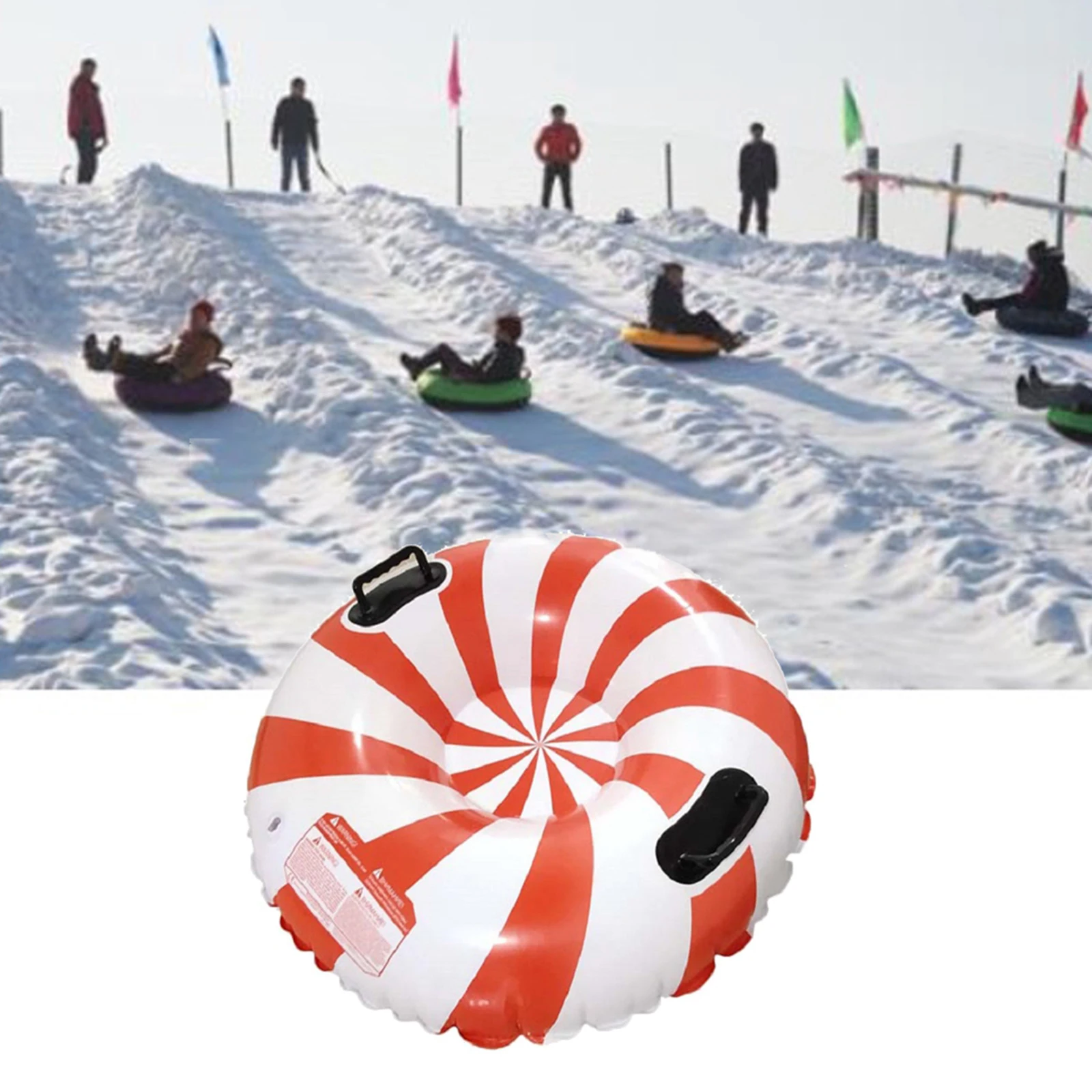 

Inflatable Snow Tube Sledge Ski Circle with Handles for Water Snow Sports