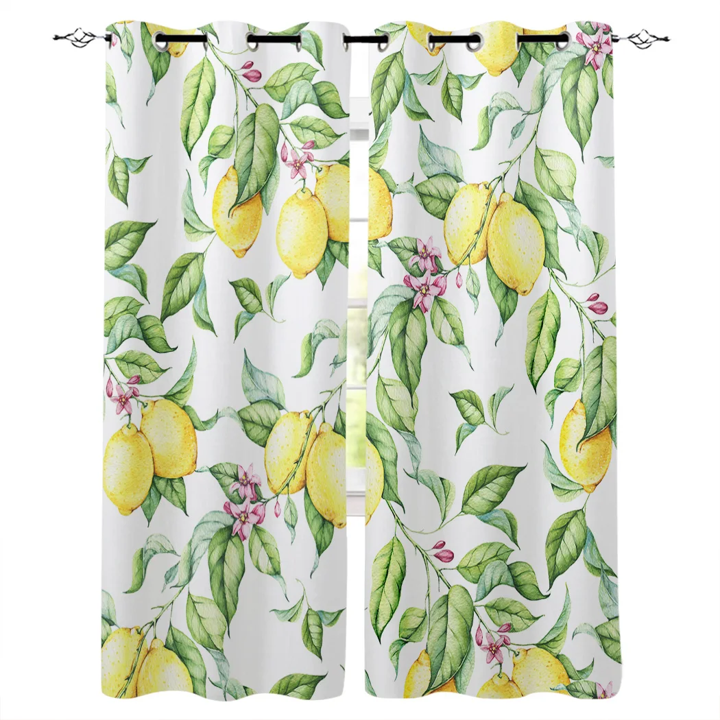 Watercolor Lemon Window Curtains For Living Room Kitchen Bedroom Modern Treatments Drapes Blinds | Дом и сад