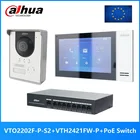 Набор Dahua для многоязычного IP-видеодомофона, включает в себя VTO2202F-P-S2  VTH2421FW-P  VTH2421FB-P  PoE переключатель, SIP прошивка