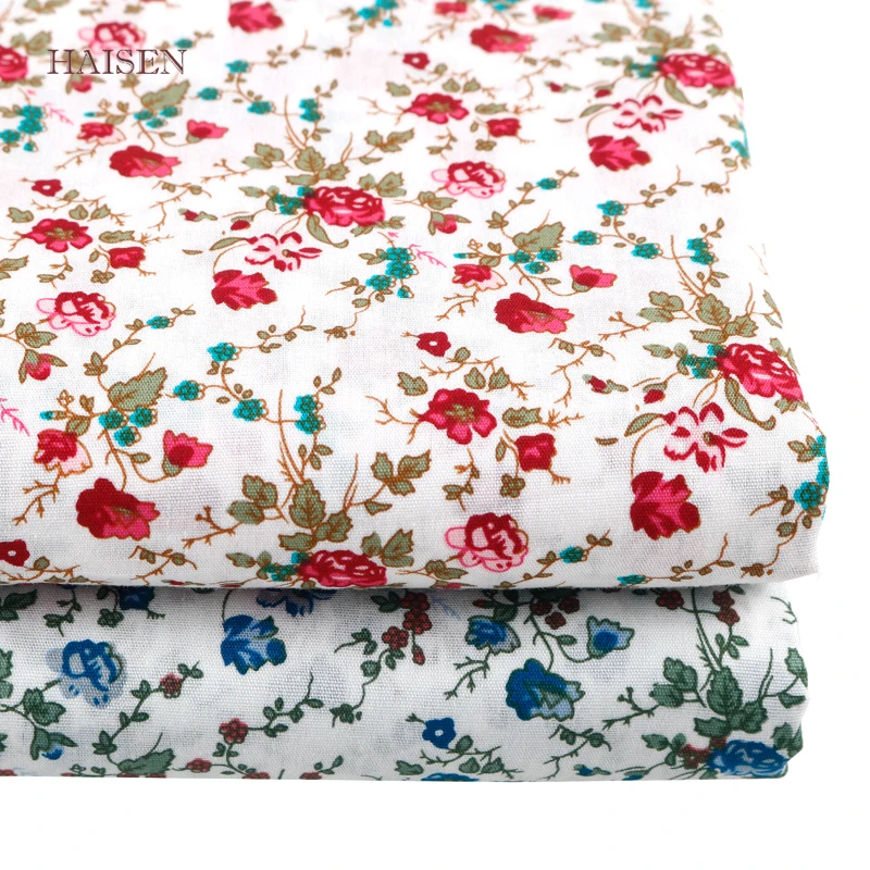 Haisen цветочный принт хлопок поплин простая ткань сделай сам стеганый и швейный