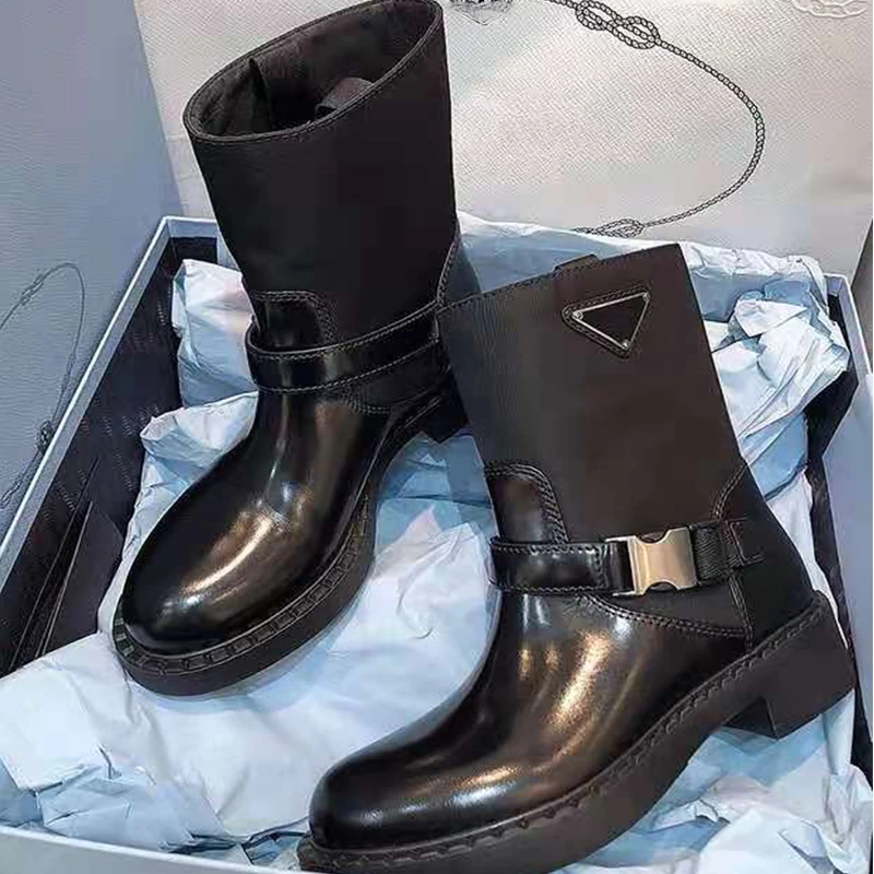 

Botas de marca de lujo para mujer, botines estilo chelsea, retro, triangulares, informales, Otoo, 2021