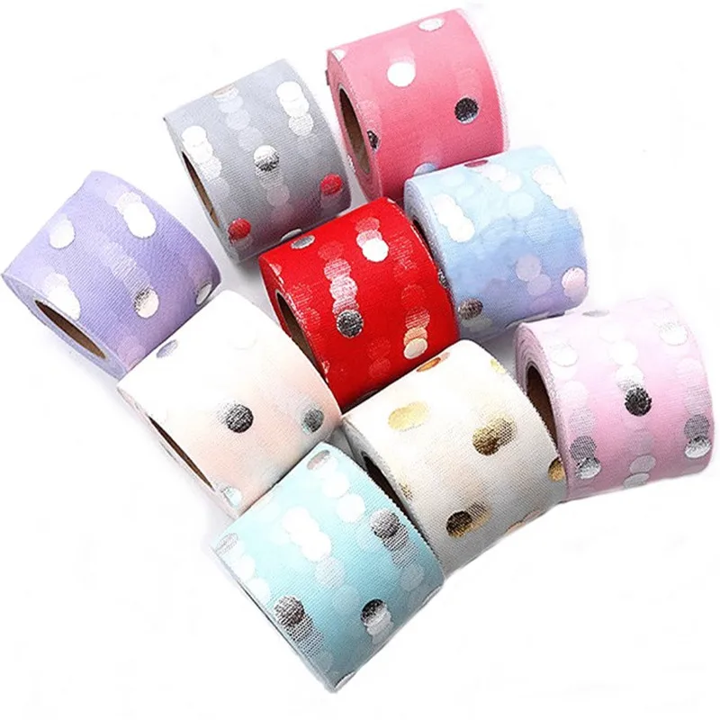 25 ярдов штамповки в золотистый горошек Тюль Блестки Ткань сделай сам на свадьбу