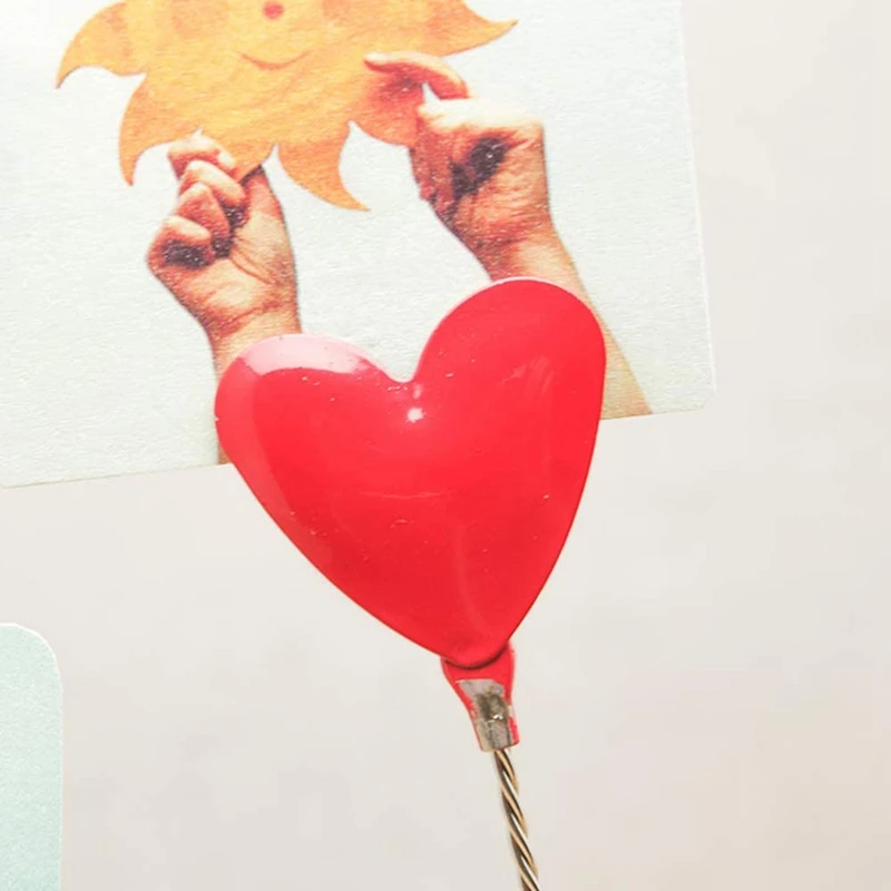 

Picture Frame Holder Card Photo Clips Holder Desk Stand for Memo Paper Note Photo Wedding Card Display (Red Heart)