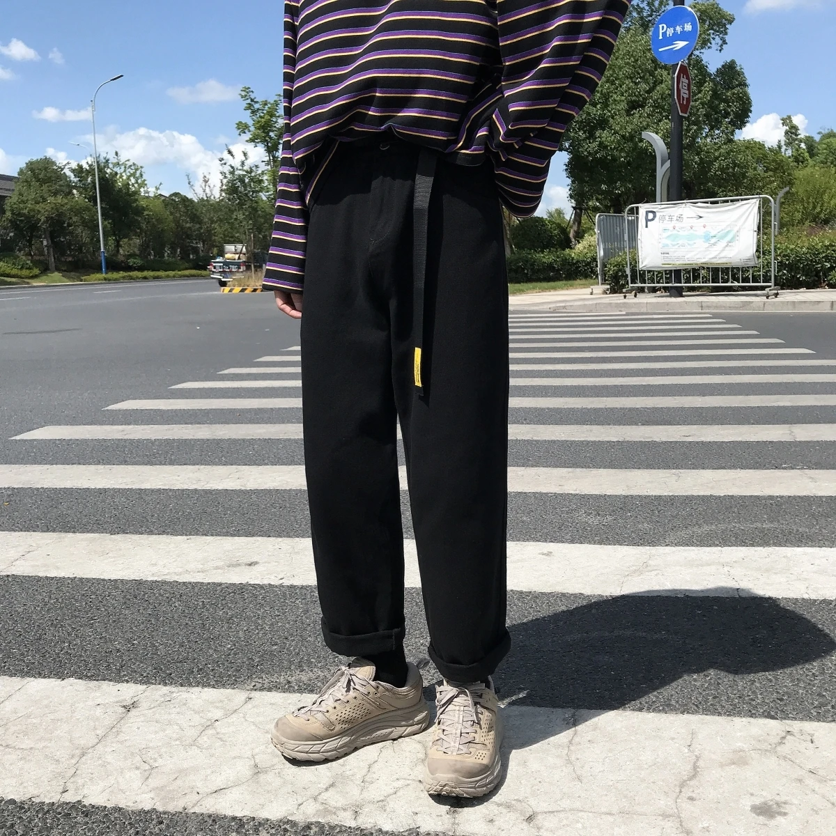 

Send Belt 2019 Men's Leisure Cotton Harem Casual Pants Long Straight Pants Black/green/khaki Color High-quality Trousers S-2XL