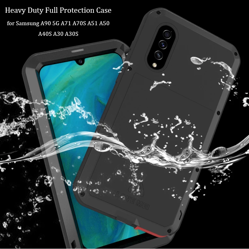 

Водонепроницаемый металлический армированный чехол для Samsung Galaxy A71 A51 A70S A50 A90 A40s A30 A30S, противоударный сверхпрочный защитный чехол