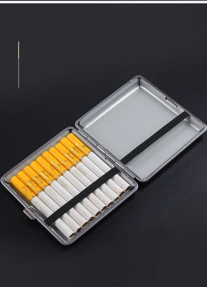 

Smoker Hold Double-open Leather Cigars Cigarettes Cases for 20 Sticks Cigarette Stainless Steel Tobacco Cigarette Boxes Tools